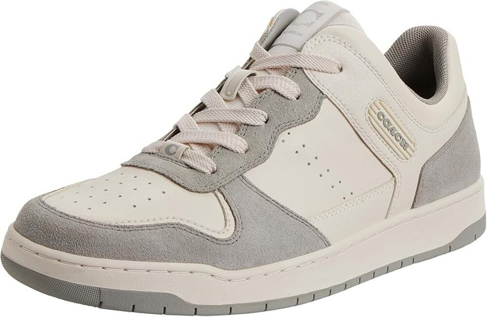 Coach Mixed C201 Material Women's Sneaker Suede Low Top Chalk Dove Grey 8 B